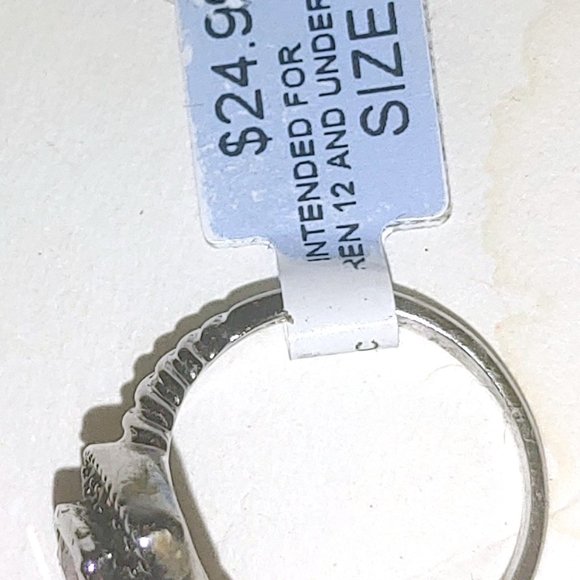 New Old Stock NWT EDCO Ring Band sz 5 Rhodium Marcasite & Pear Cut Topaz - Picture 6 of 16